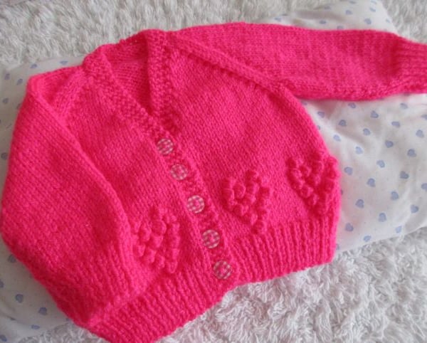 16" V Neck Hearts Cardigan