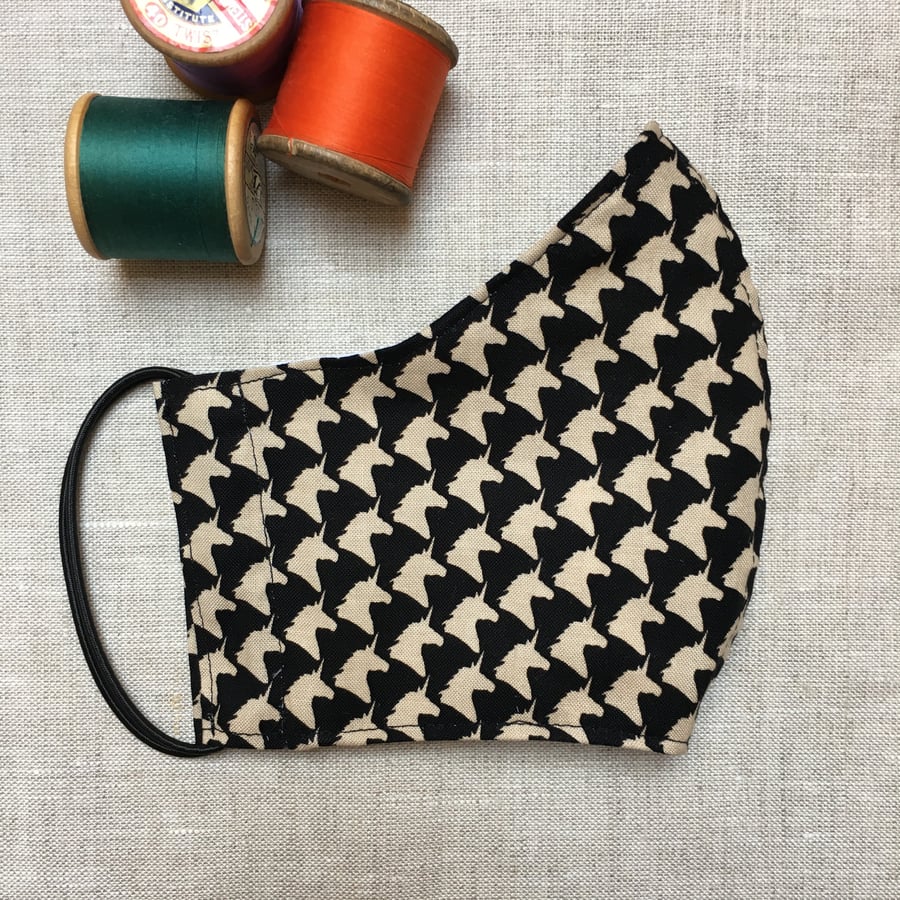 SALE Unicorn Houndstooth Cotton Fabric Face Mask Covering Womens Medium