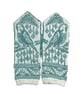 Budgie wool mittens, bird lover mittens, blue budgerigar hand knitted mittens,