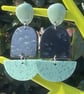 RESIN DECO EARRINGS mint green black cream statement acrylic - Image 2