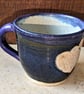 Gorgeous heart decorated blue stoneware mugs with teapot - Image 3