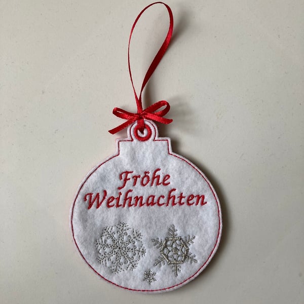 716. Frohe Weihnachten snowflake bauble.