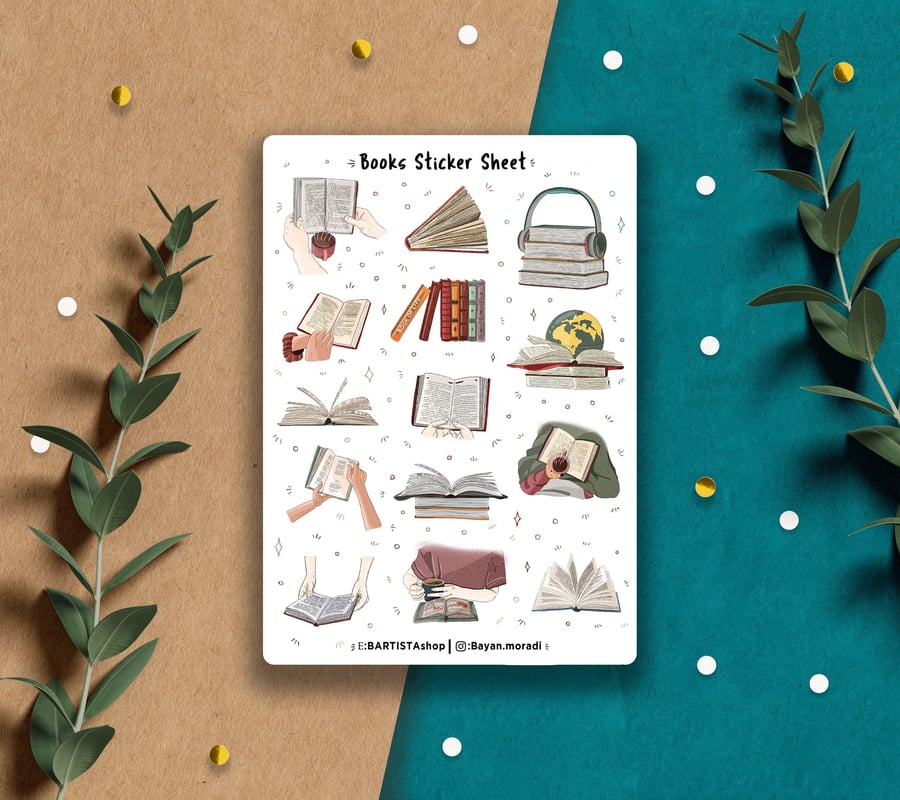 Reading time Sticker sheet, books stickers, planner stickers, journal stickers