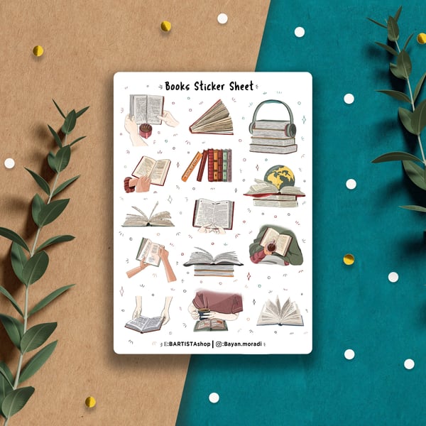 Reading time Sticker sheet, books stickers, planner stickers, journal stickers