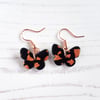 Black and rose gold leaf butterfly earrings LIMITED PAIRS