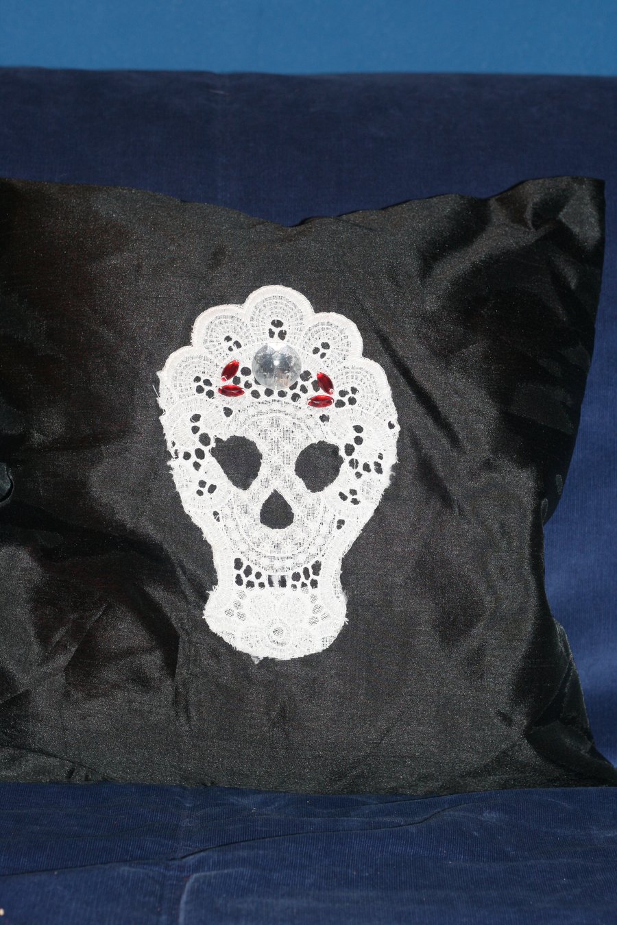 Black skull cushion