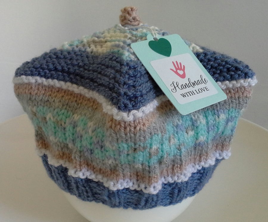 Designer Hand Knitted Fairisle Boy's Beret  9- 12 months size