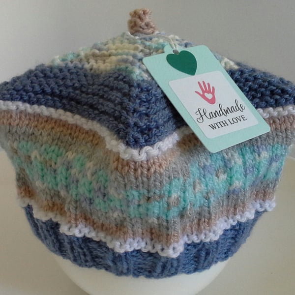 Designer Hand Knitted Fairisle Boy's Beret  9- 12 months size