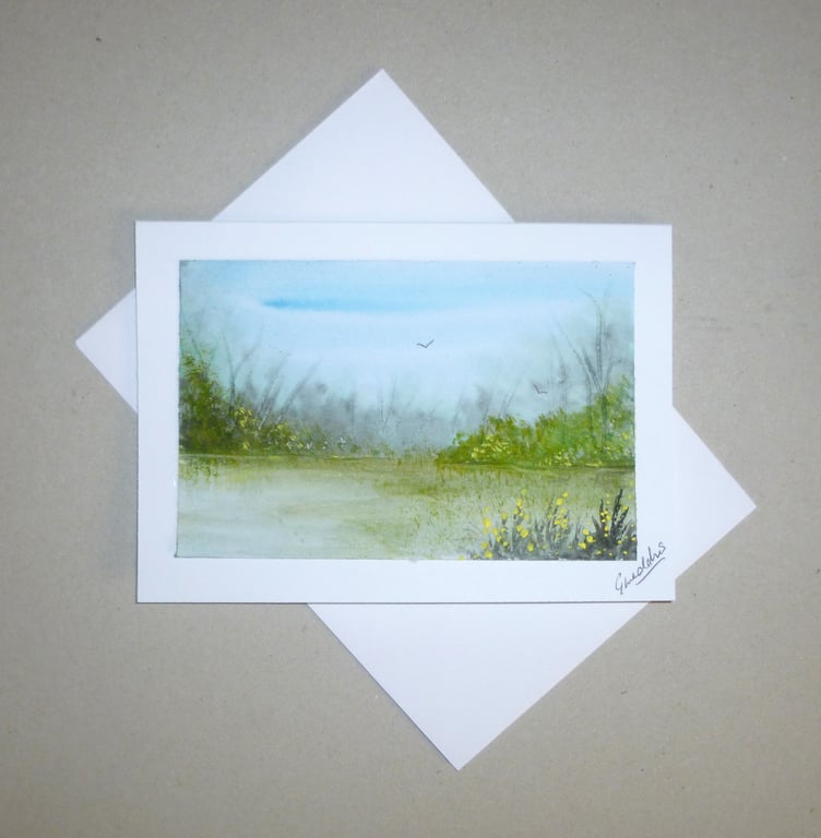 hand painted watercolour landscape greetings card ( ref FA 409 B1 )