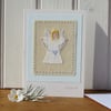 Little Angel hand-stitched card, pretty and delicate, for Christmas or new baby