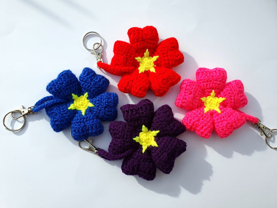 Crocheted floral  keyring - bag charm