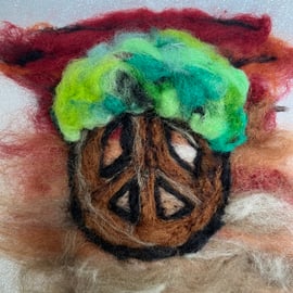 Peace Tree, Wool Painting needle felt wall hanging 