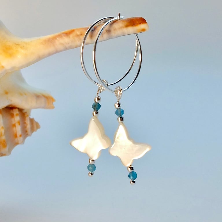 Mother Of Pearl Butterfly Earrings, June Birthstone, Bridal, Anniversary Gift
