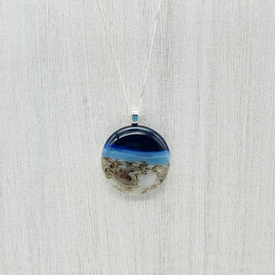 Midnight Beach Fused Glass Necklace