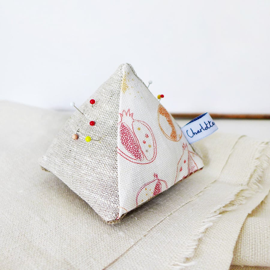 LINEN PIN CUSHION - Pomegranates