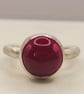 Handmade Sterling Silver Ring – 10mm Synthetic Ruby Cabochon - Size J - Image 2