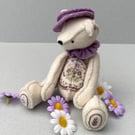 Hand embroidered collectable artist bear, hand sewn teddy bear by Bearlescent 