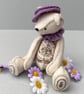 Hand embroidered collectable artist bear, hand sewn teddy bear by Bearlescent 