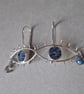 Silver Evil Eye Earrings with Labradorite Tear - Italian Micromosaic  - Image 1