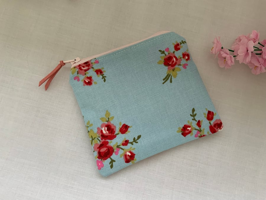 Fabric Coin Purse, Money Pouch, Zipped Purse, Purse, Card Holder, Floral