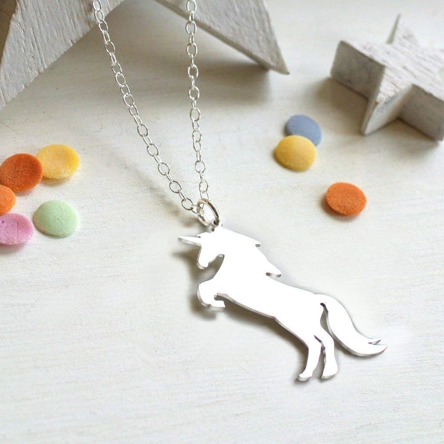 Personalised Sterling Silver Unicorn Necklace, Unicorn Necklace, Valentines Gift