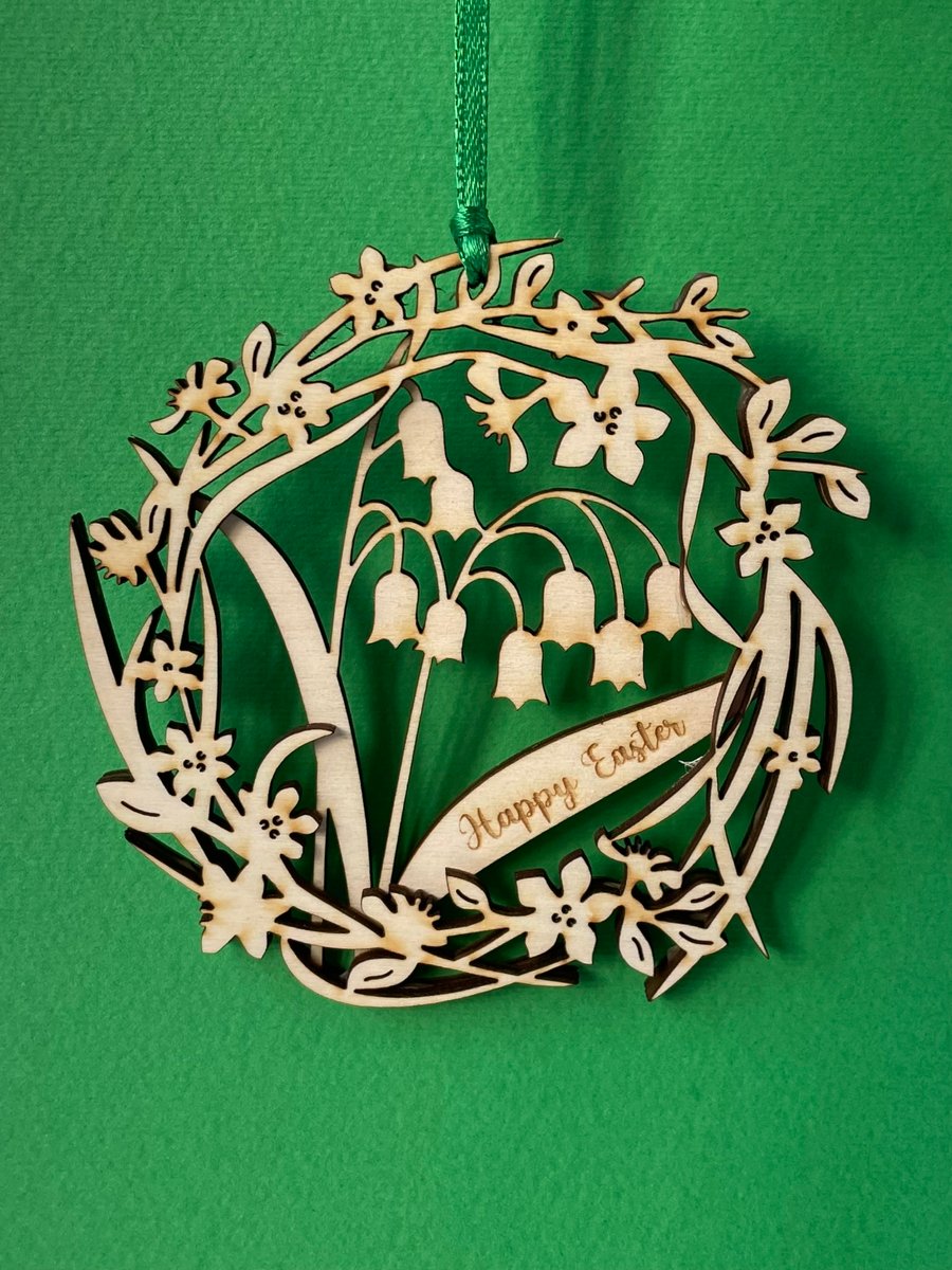 Double-layered wooden spring wreath (flowers)