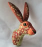 Faux hare head wall mount in May Morris fabric  