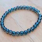 Handmade Blue Plated Quartz Bracelet, Grade A, 6mm Blue Gemstone Beads