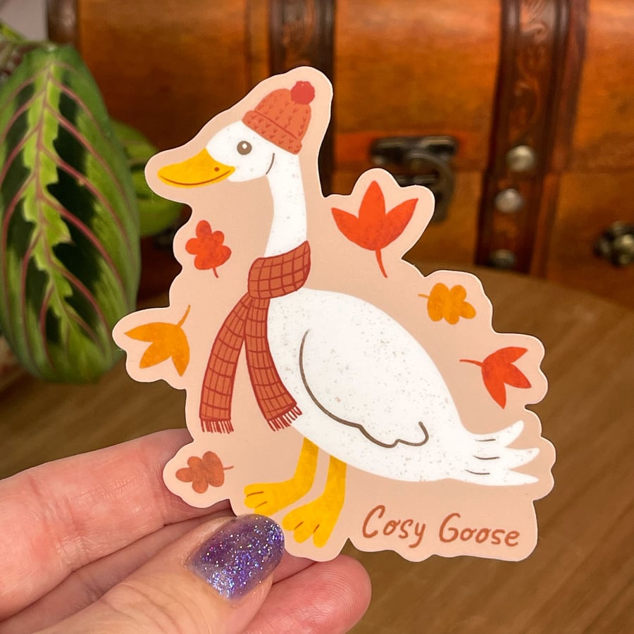Cosy Autumn Goose Sticker