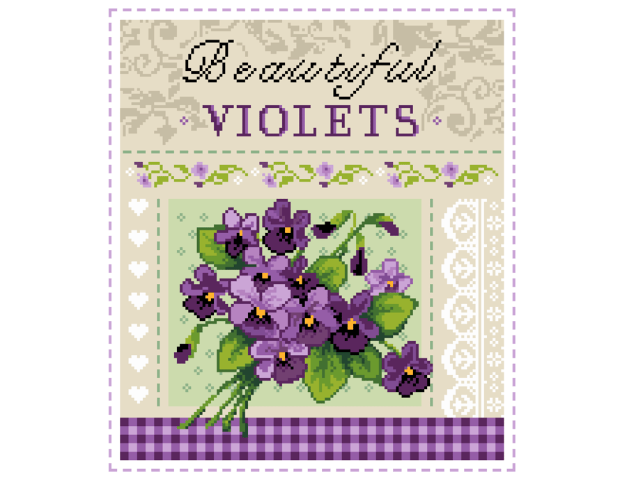 123 - Cross stitch pattern - Beautiful Violets - A Victorian Sampler