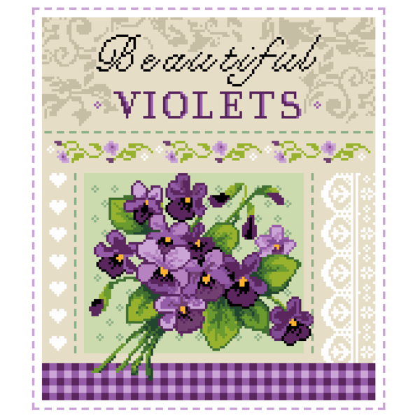 123 - Cross stitch pattern - Beautiful Violets - A Victorian Sampler