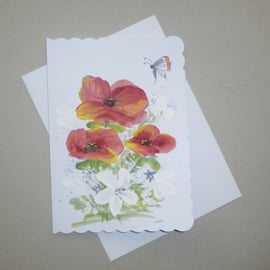 original art hand painted blank greetings card ( ref f 806 G2 )