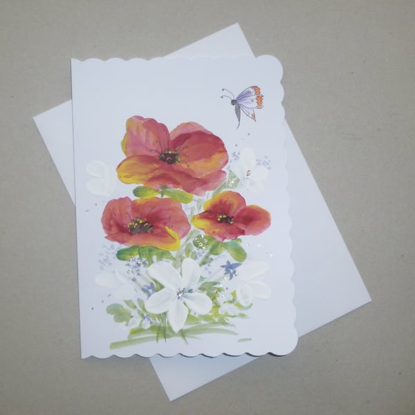 original art hand painted blank greetings card ( ref f 806 G2 )