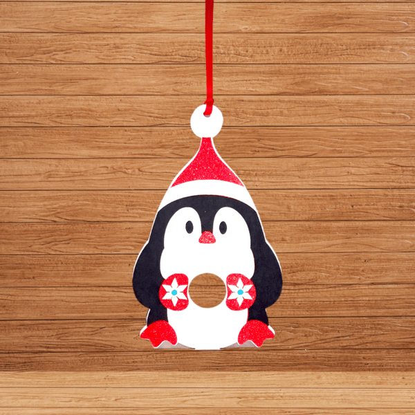 Cute Christmas penguin bauble chocolate holder 