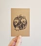 Lily of the Valley Skull Lino Printed Pocket Notebook