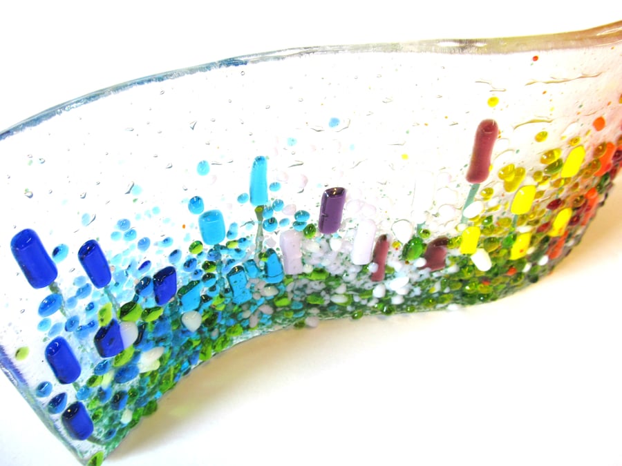 Fused Glass Wave - Rainbow Meadow