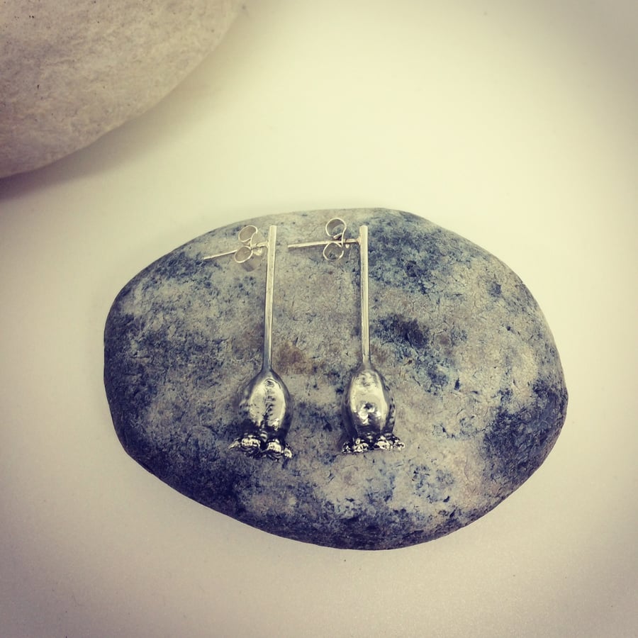 Sterling Silver poppy earrings