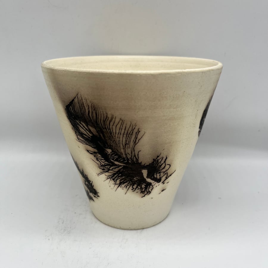 Feather Raku Pot