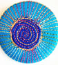 38mm Badge Hand Dyed Fabric Floral badge with Free Machine Embroidery 