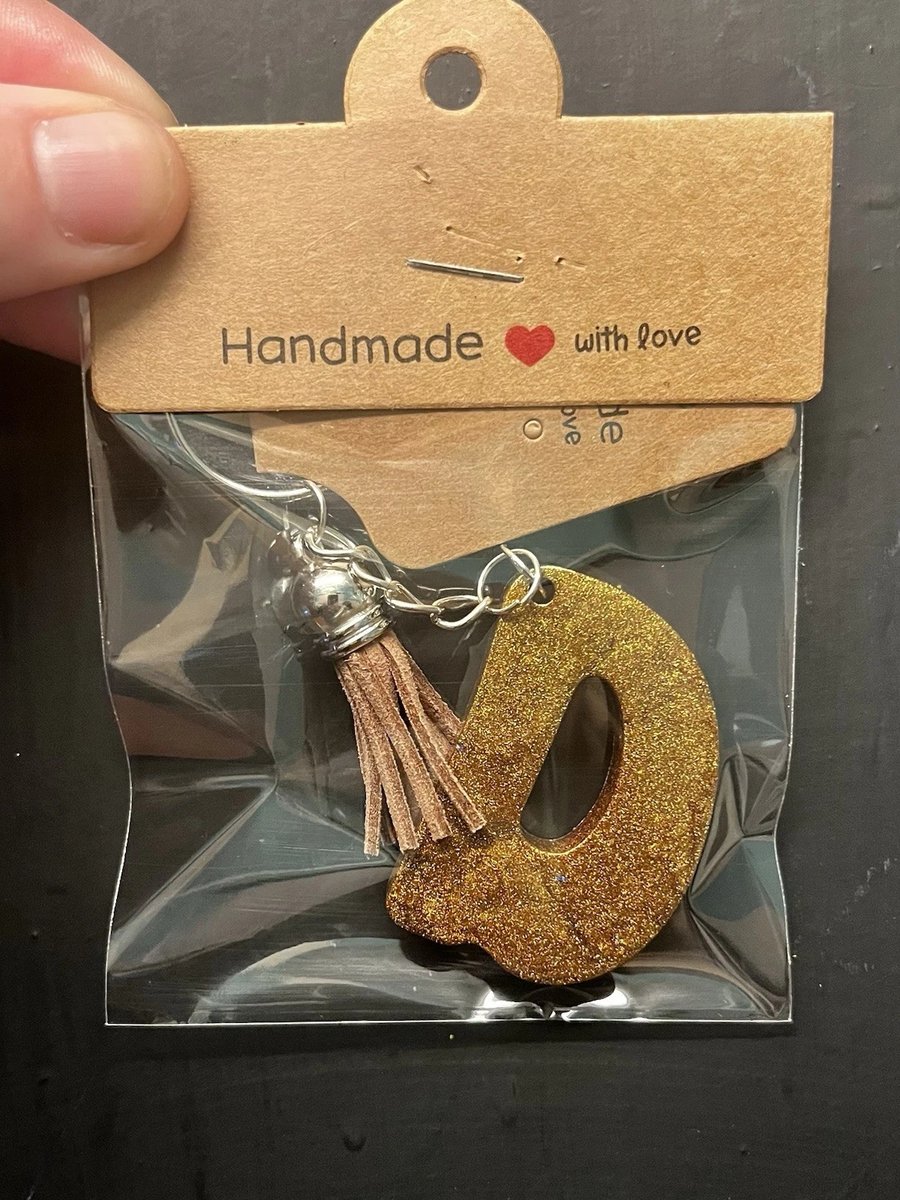 Resin Initial Keyring - D