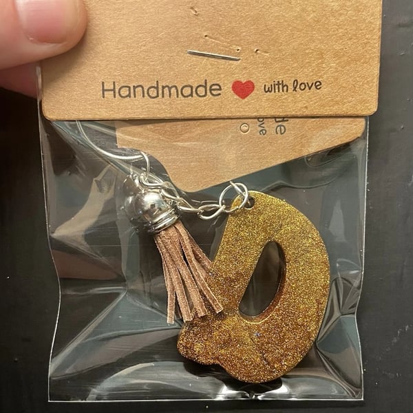 Resin Initial Keyring - D