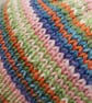 Handknit KNOTTY TOP BEANIE Stripey jacquard multi child teen adult small - Image 5