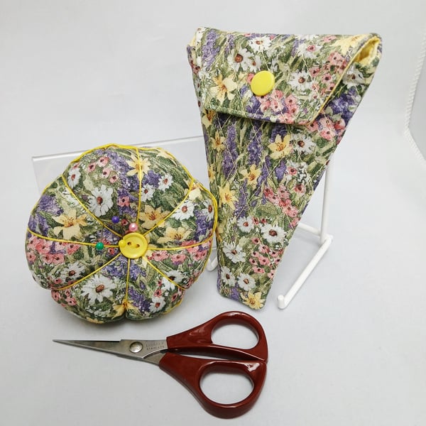 Pin Cushion and Quilted Scissor Case