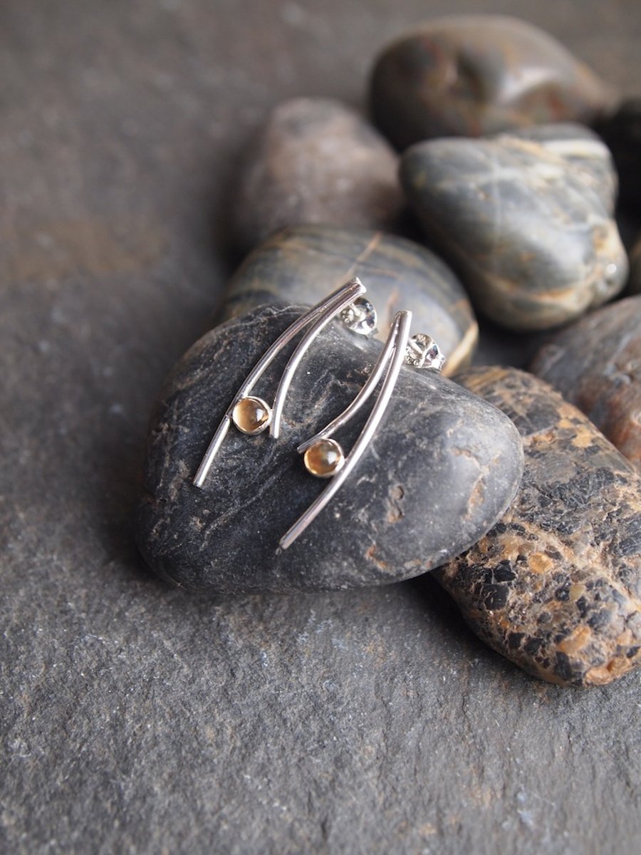 Sterling Silver Earrings with Citrine