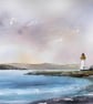 Rubha nan Gall lighthouse, Original Watercolour Painting.