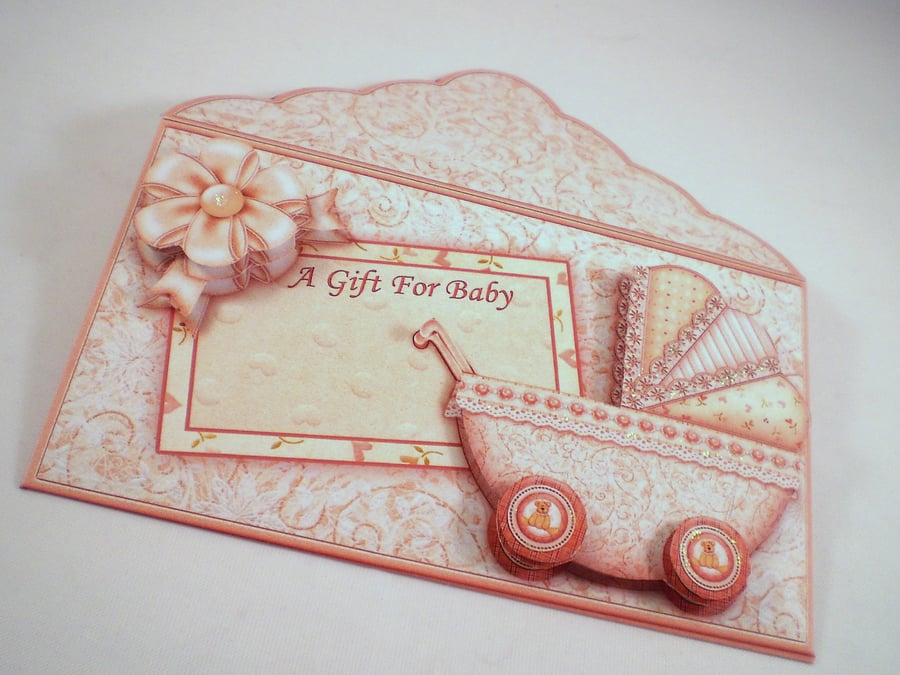 Gift Card Wallet for new baby or baby shower,neutral colours