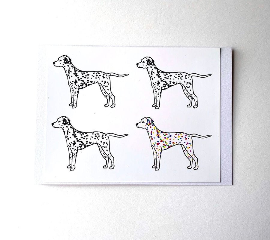 Rainbow Dalmatian Card - READY TO SHIP