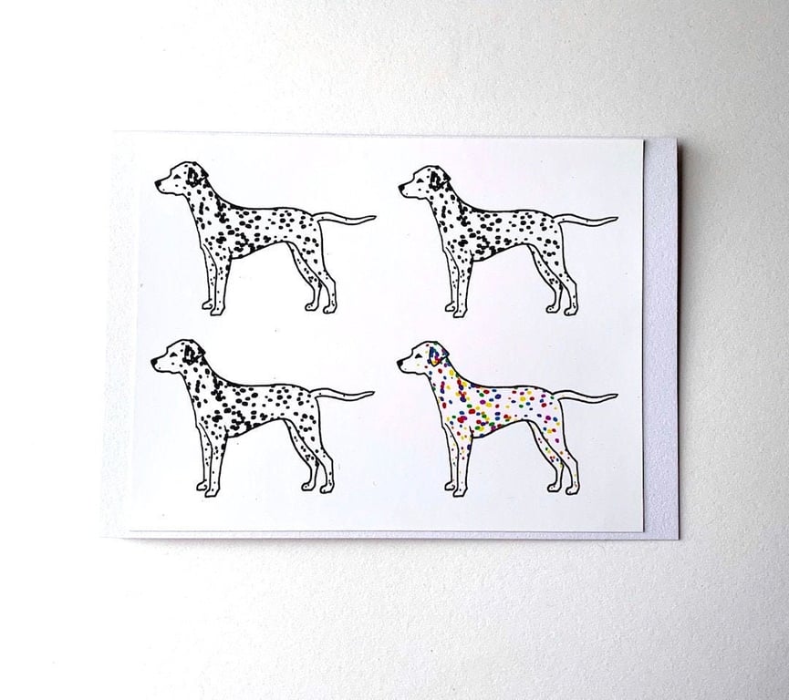 Rainbow Dalmatian Card - READY TO SHIP