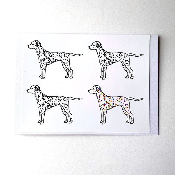 Rainbow Dalmatian Card - READY TO SHIP