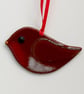 Fused glass robin Christmas tree hanging decoration - Image 1